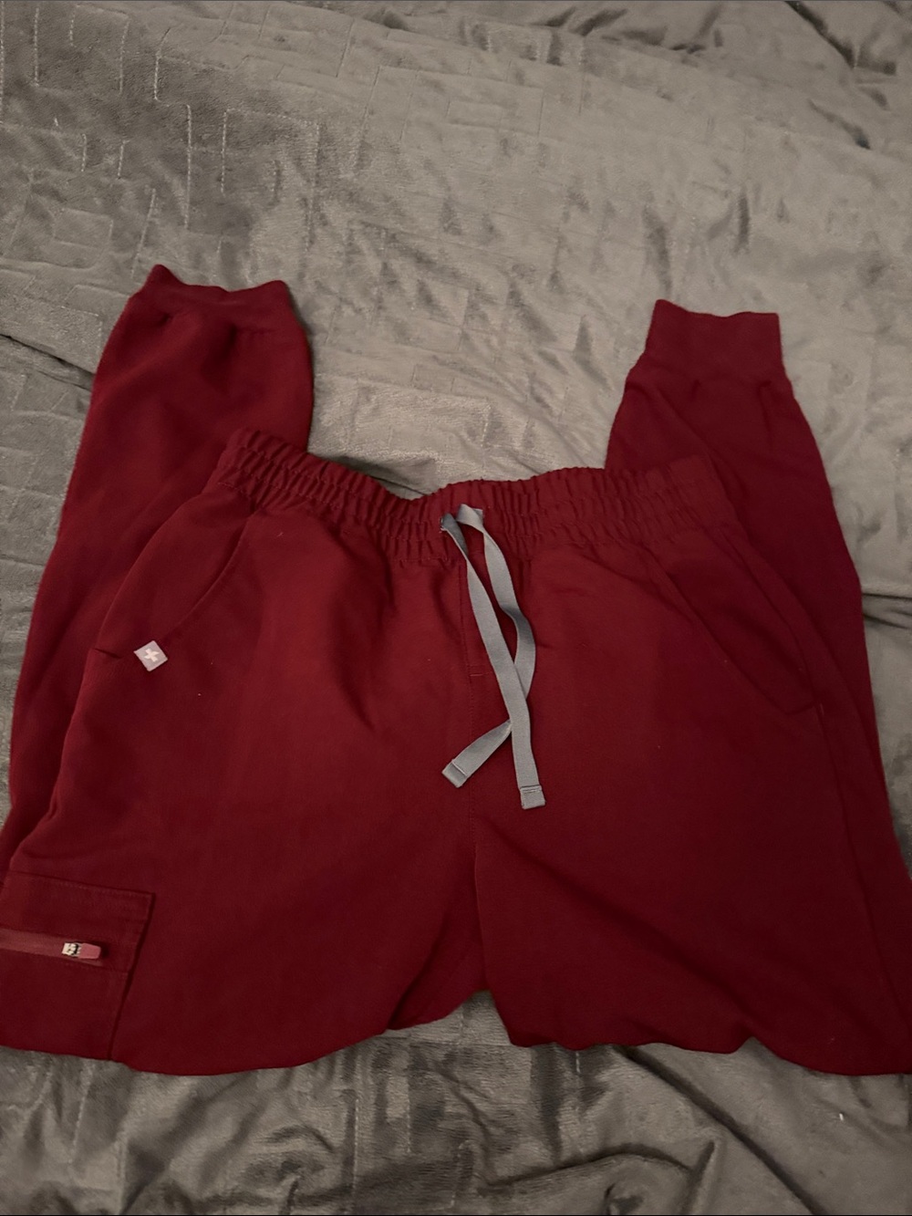 Figs Maroon Drawstring Jogger Bottoms